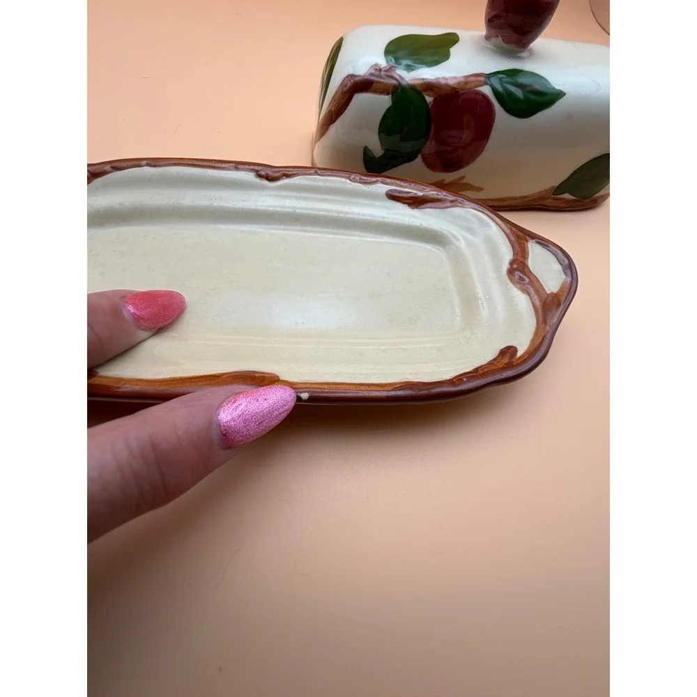 Vintage Franciscan Apple Covered Butter Dish 1/4 Lb Flying F USA 1979-1984